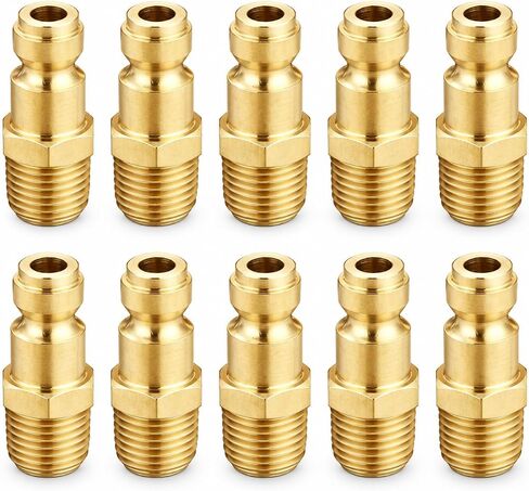Coupler and Plug Kit (7 Piece), Automotive Type C, 1/4 Inch NPT, Solid Brass Quick Connect Air Fittings Set in Kuwait