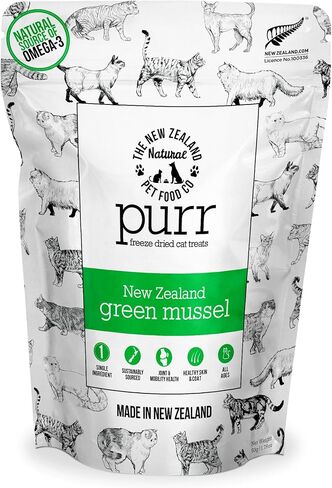 The New Zealand Natural Pet Food Meow New Zealand Green Mussel Freeze Dried Raw Cat Treats,Brown,1.76 oz in Kuwait