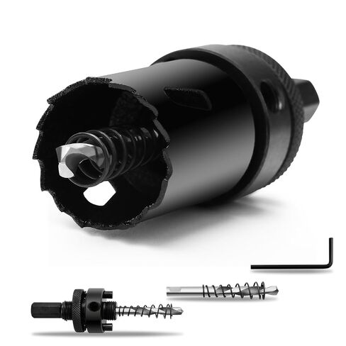 1-1/8" | 28mm Hole Saws with Heavy Duty Arbor HSS Bi-Metal Hole Cutter Drill Bit for Wood Cornhole Boards Plastic Drywall Metal Fiberboard(Black) in Kuwait