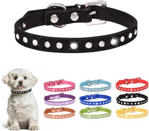 Rhinestone Dog Collars for Small Dogs Bling Puppy Collar Girl Cute Sparkly Glitter Crystal Diamond Cat Collar for Kittens XXS XS Small Medium Female Pets, Rose Red XXS in Kuwait