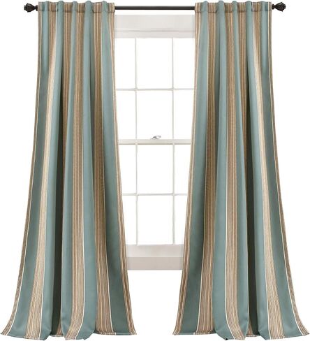 Lush Decor Julia Stripe Curtains | Light Filtering Striped Window Panel Set for Living, Dining, Bedroom (Pair), 84" x 52", Gray in Kuwait