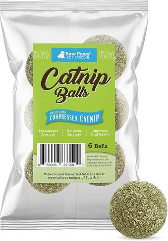 Raw Paws Catnip Balls for Cats, 6 (Pack) - Natural Catnip Ball Toy - Interactive Cat Toy for Indoor Cats - Cat Nip Balls - Catnip Licking Balls for Cats - Catnip Balls for Indoor Cats in Kuwait