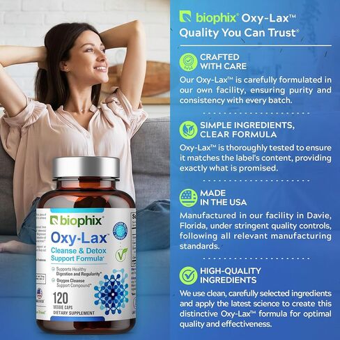 biophix Oxy-Lax 750 mg 120 Vcaps - Natural Magnesium Oxide Oxygen Based Colon Cleanse Gentle Laxative Supports Healthy Digestive Tract Regularity… in Kuwait