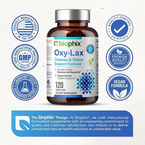 biophix Oxy-Lax 750 mg 120 Vcaps - Natural Magnesium Oxide Oxygen Based Colon Cleanse Gentle Laxative Supports Healthy Digestive Tract Regularity… in Kuwait
