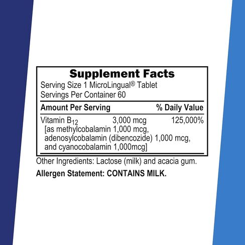 Superior Source No Shot Triple B12 3000 mcg, Quick Dissolve MicroLingual Tablets, 60 Ct, Methylcobalamin, Adenosylcobalamin & Cyanocobalamin, Cognitive & Heart Health, Nervous System, Non-GMO in Kuwait