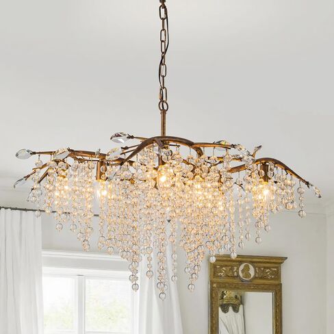 2 Tire Crystal Chandelier，Vintage Farmhouse Chandeliers for Dining Room Living Room Bedroom Entryway Foyer，Rustic 18-Light Dining Room Light Fixture (Chain Connector)… in Kuwait