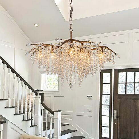 2 Tire Crystal Chandelier，Vintage Farmhouse Chandeliers for Dining Room Living Room Bedroom Entryway Foyer，Rustic 18-Light Dining Room Light Fixture (Chain Connector)… in Kuwait