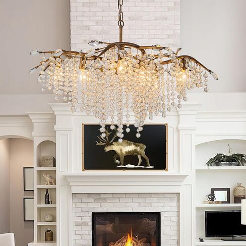 2 Tire Crystal Chandelier，Vintage Farmhouse Chandeliers for Dining Room Living Room Bedroom Entryway Foyer，Rustic 18-Light Dining Room Light Fixture (Chain Connector)… in Kuwait