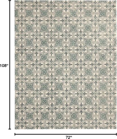 Safavieh Chatham Collection CHT716A Handmade Premium Wool Area Rug, 7' x 7' Round, Light Blue/Ivory in Kuwait