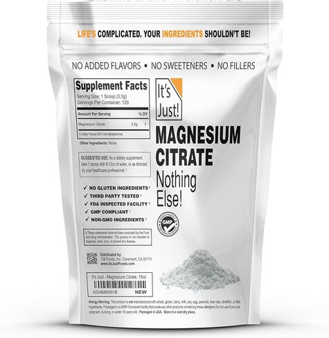 It's Just - Magnesium Citrate Powder, 500g, Magnesium Supplement, Unflavored (500g / 143 Servings) in Kuwait
