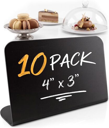 15 Pack Buffet Signs for Food Display 3х4 inch - Reusable Small Plastic Chalkboard Signs for Food - Mini Chalkboard Catering Signs for Party Wedding Bakery - Black Reusable Reserved Signs for Tables in Kuwait