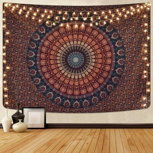 Lyacmy Bohemian Mandala Tapestry Hippie Tapestries Psychedelic Peacock Boho Tapestry Wall Hanging for Bedroom (36.02 x 48.03 inches) in Kuwait