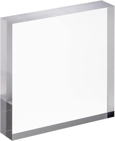 CiaoHER 12in Square Acrylic Cube Display Block, 1in Thickness | Clear Polished, Pedestal Stand Riser, Solid Base, 12" x 12" x 1", 1 Pack in Kuwait