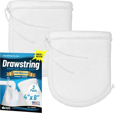 Aquatic Experts 200 Micron Drawstring Filter Sock - Filter Socks for Saltwater Aquarium, Sump Filter Sock, Freshwater Aquarium Filter Sock - Custom Made in The USA (7 inch by 16 inch, 2 Pack) in Kuwait