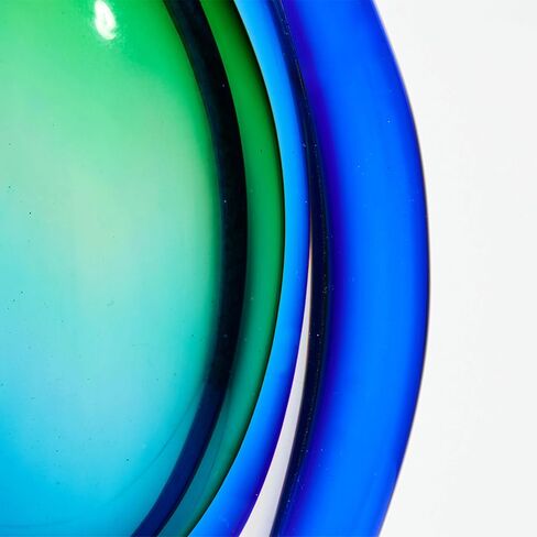 Luxury Lane Hand Blown Sommerso Oval Art Glass Vase for Decor Centerpiece Table Decoration Blue 10 inch tall in Kuwait