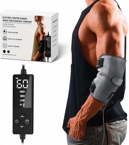 CREATRILL Elbow Heating Pad for Cubital Tunnel and Tennis Elbow Relief, Heated Elbow Brace Arm Heating Pad Sleeve for Ulnar Nerve with Auto Off and Moist Heat Option in Kuwait