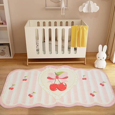 USTIDE Kids Runner Rug, Pink Oval Girls Pink Carpet Super Fluffy and Washable Throw Mat Castle Cartoon Floor Carpet Cute Bedside Rug for Nursery Playroom Bedroom Decor (Oval Runner,32"x63") in Kuwait