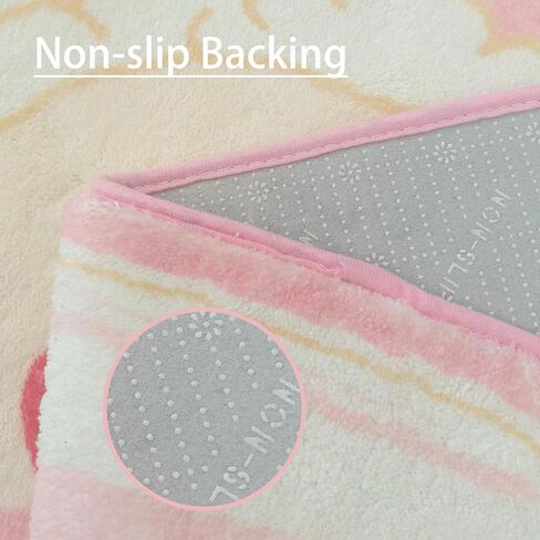 USTIDE Kids Runner Rug, Pink Oval Girls Pink Carpet Super Fluffy and Washable Throw Mat Castle Cartoon Floor Carpet Cute Bedside Rug for Nursery Playroom Bedroom Decor (Oval Runner,32"x63") in Kuwait