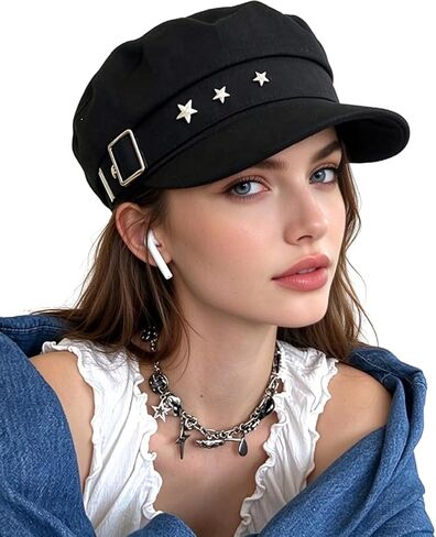 Women Girls Y2K Star Beret Hat Fashion Newsboy Caps Warm Visor Beret Hat Vintage Cabbie Hat for Ladies in Kuwait