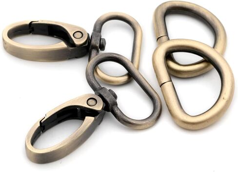 Oval Ring Swivel Lobster Claw Clasps, 10 Set Keychain Clasp Oval Ring Swivel Snap Hooks for Strap Bag Purse Landyard Craft (Gunmetal,1") in Kuwait