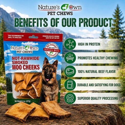 Best Buy Bones Nature's Own Pet Chews Moo Cheeks Bag Treat, 8 oz in Kuwait