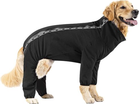 Canada Pooch Dog Slush Suit Dog Bodysuit for Rain and Snow Full Body Dog Suit Water-Resistant Dog Onesie (Black, 14 (13-15" Back Length)) in Kuwait