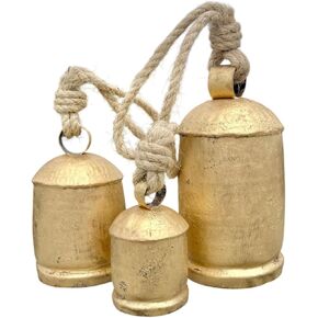 EXNOT 3 Pieces Giant Harmony Cow Bells Huge Vintage Handmade Christmas Tree Ornaments, Rustic Decor, Jingle Bells for Holiday Wedding Party Home Decor 8" 6" 4" in Kuwait