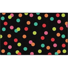 سجادة رائدة على طراز تلميذة المدرسة Just Teach Rainbow Polka Dots سجادة منطقة الفصل الدراسي للتعلم في الفصول الدراسية الداخلية أو سجادة لعب تعليمية لغرفة نوم الأطفال، مقاس 7'6 بوصة × 12 بوصة، أزرق in Kuwait