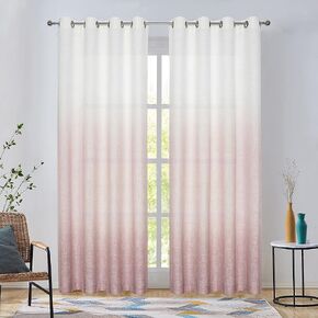 WEST LAKE Blue Ombre Window Curtains 63 Inches Long Semi Sheer Gradient Curtain Panel Rayon Blend Fabric Drapes Grommets Treatments Living Room Bedroom Cream White to Indigo Blue 50" Wx63 L, 2 Panels in Kuwait