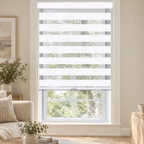 CHICOLOGY Zebra Blinds , Roller Window Shades , Blinds for Windows , Roller Shades for Windows , Window Shades for Home , Window Shades , Pull Down Shades for Windows , 70"W X 72"H , Basic Arctic in Kuwait
