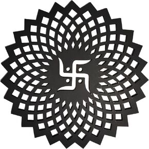 My Dream Carts Golden Om Round Decorative Wall Art Mdf Wooden Om Chakra For Temple, Living Room, Bedroom, Office, Hotel, Home Decor Items, Gift Item, Mandala Wall Hanging For House Decoration 15x15cm in Kuwait
