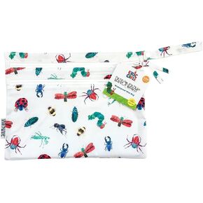 BapronBaby Eric Carle Pink Floral Caterpillar Wet Dry Bag - Waterproof Two Zipper Pockets - Reusable for Mealtime, Diapers, Stroller, Snacks, Swimsuits - Machine Washable - 11" x 9" in Kuwait