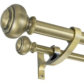 Antique Bronze Double Curtain Rods, Double Curtain Rods for Window 72-144", Telescoping Double Decorative Drapery Rods with Urn Finials, 1-Inch Front and 5/8 Inch Back Double Rod Curtain Rods in Kuwait