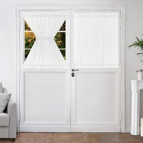 HOMEIDEAS Side Door Curtains for Small Window, Side Door Window Curtains with Rod Pocket, Light Filtering Sidelight Curtain for Front Door, 54W X 40L Sheer Door Curtains with Tieback, 1 Panel, White in Kuwait