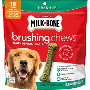 Milk-Bone Brushing Chews Daily Dental Dog Treats, Fresh Breath, Mini, 18.9 Oz. Bag, 48 Bones Per Bag in Kuwait