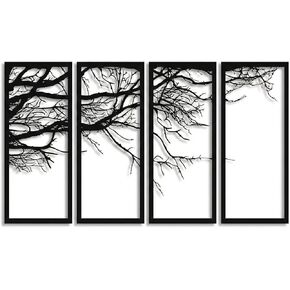 DEKADRON Metal Wall Art, Tree of Life 4 Pieces, Metal Tree Wall Art, Tree Sign, Metal Wall Decor, Interior Decoration, Housewarming Gift, 4 Panels Wall Hangings (40" W x 20" H / 100x50 cm) in Kuwait
