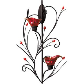 Gifts & Decor Ruby Blossom Tealight Candle Holder Wall Sconce Decor, No Size, Scarlet in Kuwait