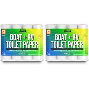 Boat and RV Toilet Paper Septic Safe Tissue Toilet Quick Dissolving 12 Single (1) Rolls for Marine and Travel Camper Systems Camping Biodegradable Supplies Dissolve and Tank Safe | TP Bulk Pack 2 Ply in Kuwait