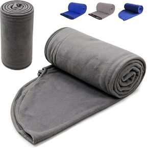 REDCAMP Fleece Sleeping Bag Liner for Adult Warm or Cold Weather, 75" Long Full Sized Zipper Camping Blanket for Outdoor Indoor Used with Sack, Navy Blue in Kuwait