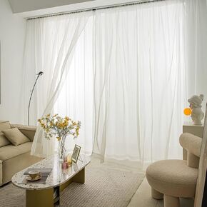 Windows Semi White Sheer Curtains 68 Inches Length 52 Inches Width 2 Panels Set Translucent Sheer Curtain Basic Rod Pocket for Bedroom Children Living Room Yard Kitchen in Kuwait