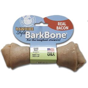 Pet Qwerks Nylon Rawhide BarkBone - Durable Dog Toys for Moderate & Aggressive Chewers - Infused Bacon Flavor - 8" in Kuwait