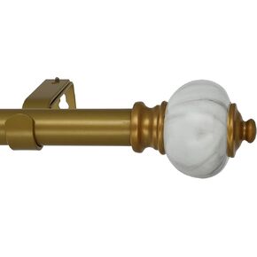 Meriville 1-Inch Diameter Single Window Treatment Curtain Rod, Marble Urn Finial, 48-inch to 84-inch Adjustable, Royal Gold finish in Kuwait