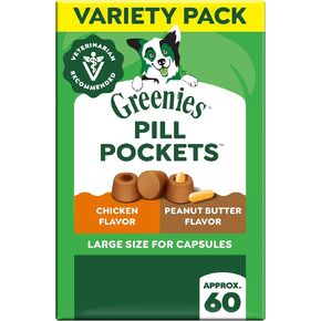 GREENIES PILL POCKETS Capsule Size Natural Dog Treats Chicken Flavor, 15.8 oz. Value Pack (60 Treats) in Kuwait