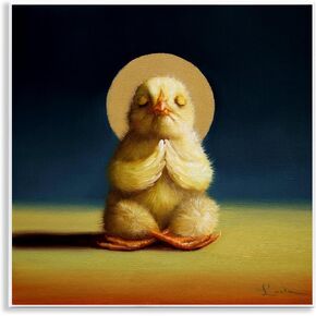 Stupell Industries Yoga Chicks Funny Farm Animal Painting Lotus Pose, Design by Lucia Heffernan Wall Plaque, 12 x 12, Yellow in Kuwait