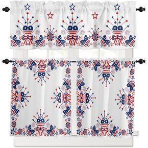 Christmas Snowman Kitchen Window Valance and Tier Set Winter Xmas Snowflake 3 Piece Rod Pocket Valances Tiers Curtain, Buffalo Gingham Short Curtains Small Windows Treatment for Bedroom/Cafe/Bathroom in Kuwait