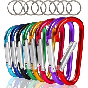 H&W 1.8'' 32pcs Small Aluminum Carabiner D Ring 8 Colors, Durable Spring-Loaded Gate Carabiners Clips Hook, Sport Accessories, with Gift Steel Rings 32pcs, for para-Cord Crafts… in Kuwait