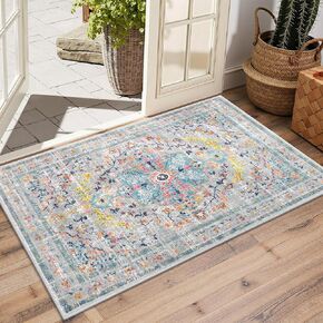 Pauwer Boho Washable Area Rug 6x9 Large Soft Living Room Bedroom Floor Carpet Mat Indoor Farmhouse Vintage Non Slip Accent Throw Rugs for Entryway Kitchen Dorm Dining Room in Kuwait