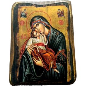 Wooden Greek Christian Orthodox Wood Icon of Virgin Mary and Jesus Christ / A0 in Kuwait