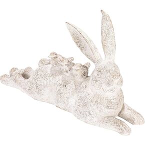Creative Co-Op Decorative Resting Rabbit with Birds Figurine, Brown Décor in Kuwait