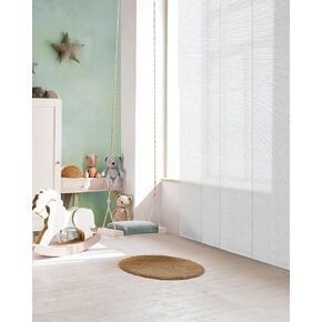 GoDear Design Adjustable Sliding Closet Door Blinds 45.8"- 86" W x 96" H, Extendable Panel Track Vertical Blinds for Sliding Doors, Shimmering Trimmable Fabric Panel Curtains, Semi-Sheer, Moonstone in Kuwait